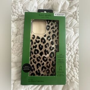 Kate Spade iPhone 15 Pro Max Black and Tan Leopard Phone Case